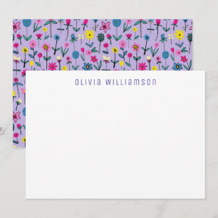 Väldigt Peri Lilac Blomsterträdgård Notecard Anteckningskort