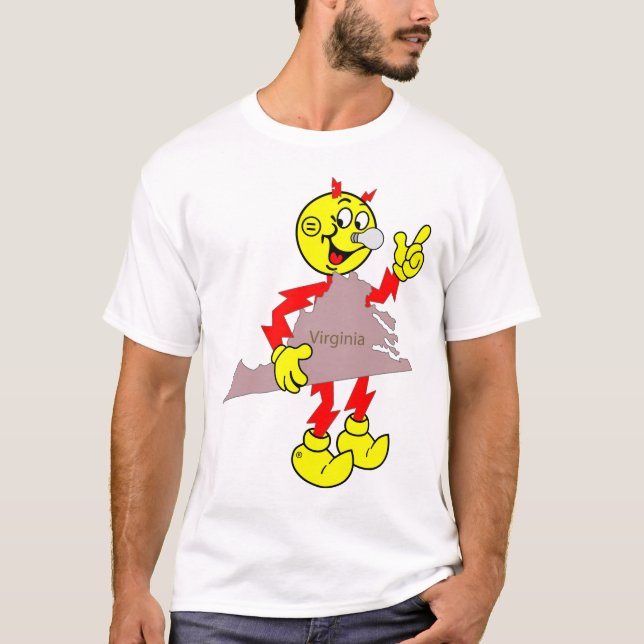 Väldigt Roligt Reddy Kilowatt Virginia T-Shirt (Framsida)