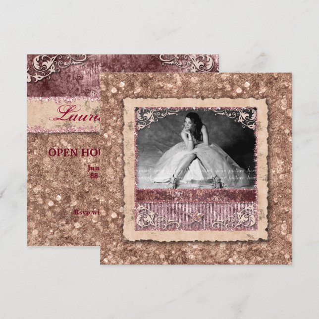 Valdiktorian Grad jul roséguld stjärna Inbjudningar (Fram/baksida)