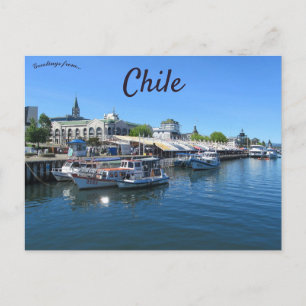 Valdivia Waterfront i Chile Postcard Vykort
