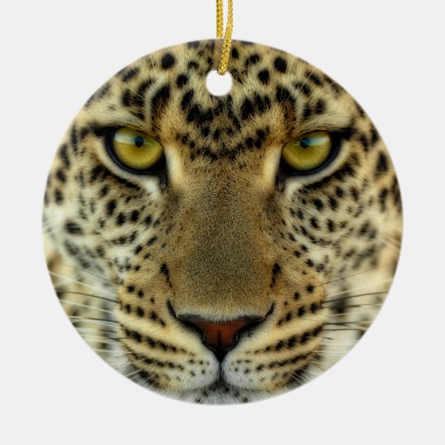 Våldsam Leopard Julgransprydnad Keramik (Framsidan)