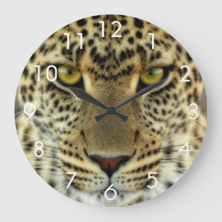 Våldsam Leopard Stor Klocka