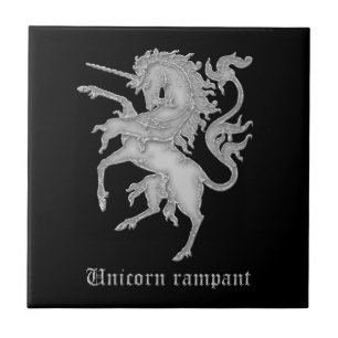 Våldsam medeltida heraldik för Unicorn Kakelplatta