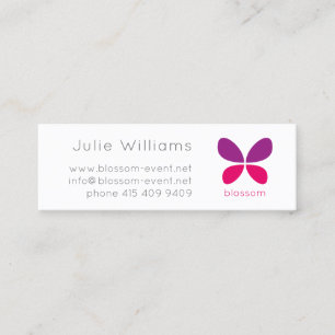 Våldsam Rosa, minimalistisk Modern BUTTERFLY-Logot Mini Visitkort