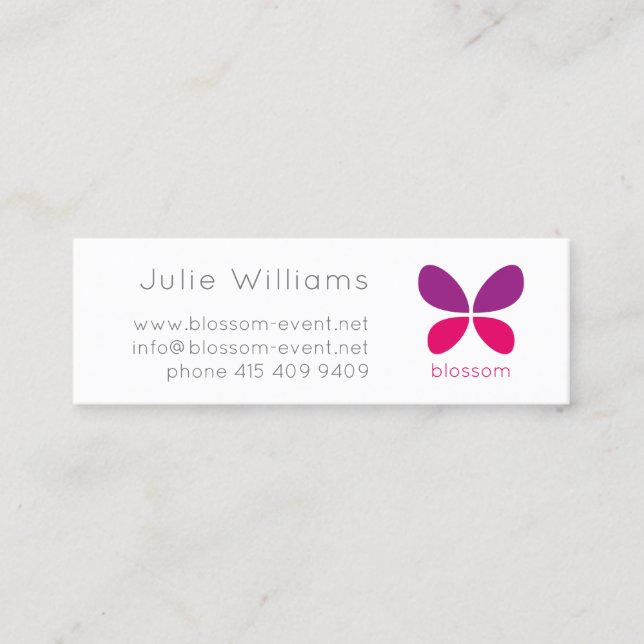 Våldsam Rosa, minimalistisk Modern BUTTERFLY-Logot Mini Visitkort (Framsida)