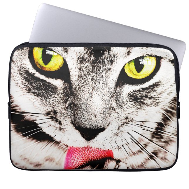 Våldsam tabby kattlaptop sleeve (Framsidan)