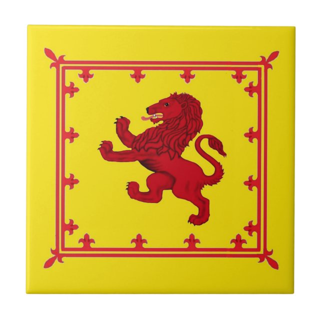 Våldsamt lejont, Skottland forntida flagga Kakelplatta (Framsidan)