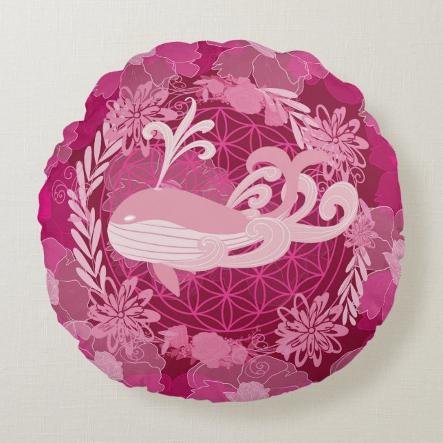 Våldsblomma Rund Kudde (Framsidan)