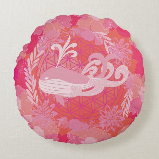 Våldsblomma Rund Kudde (Framsidan)