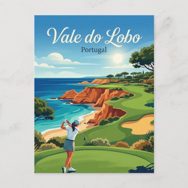 Vale do Lobo Portugal, golfare Vykort (Framsida)