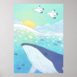 Vale, Fiskmås och sommarhavsbelysning Poster