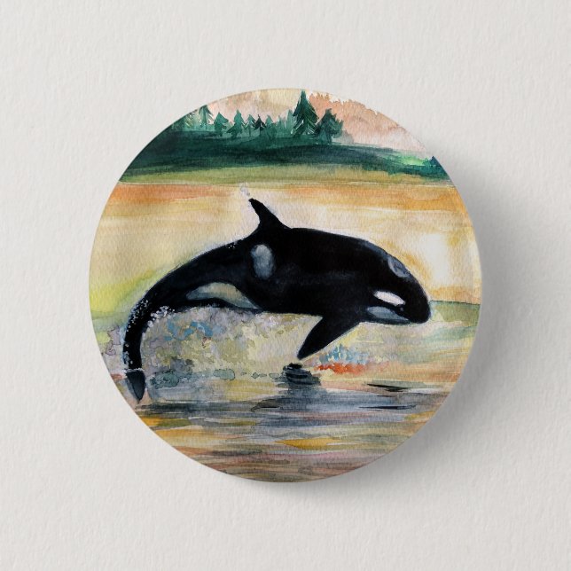 Vale in Jump Vild Orca Round Badge Knapp (Framsida)