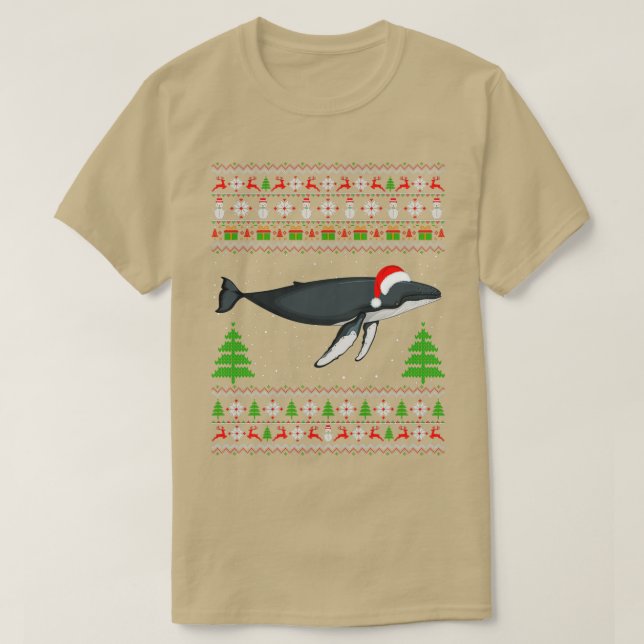 Vale jul Ugly Shirt Santa Hat Funny Whale L T Shirt (Design framsida)