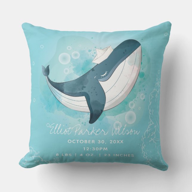 Vale Ocean Little Man Birth Stats Kudde (Framsida)