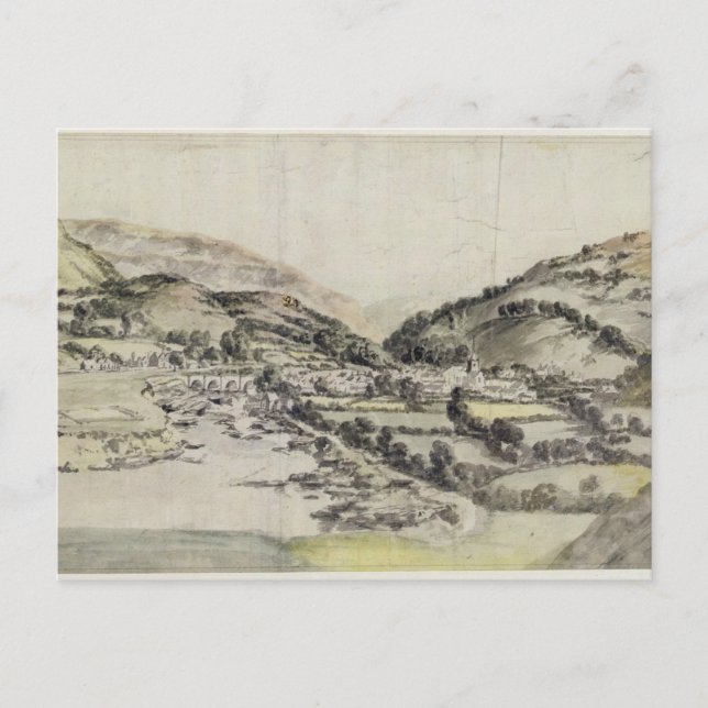 Vale of Llangollen (w/c on papper) Vykort (Framsida)