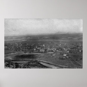 Vale, Oregon Birds Öga View of Town Photograph Poster