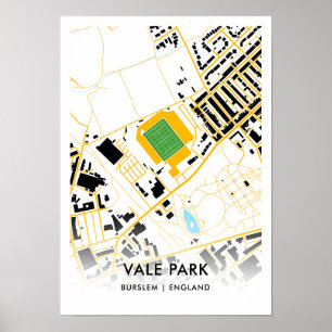 Vale Park Stadionkarta – Hem för Port Vale FC Poster