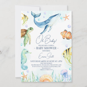 Vale under Sea Baby Shower Inbjudningar