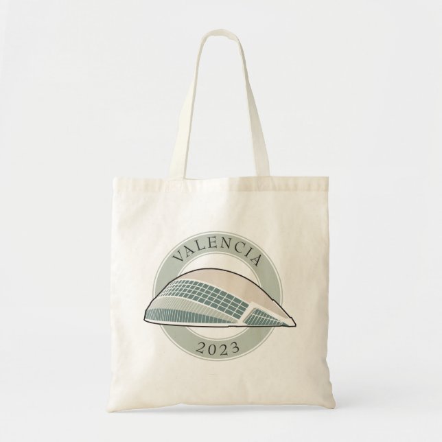 Valencia 2023 Mint och Black Tote Bag Tygkasse (Framsidan)