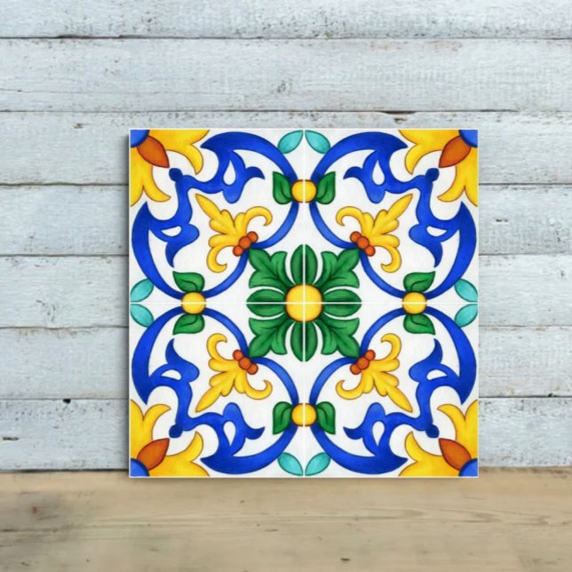 Valencia Garden Spanish  Blue Green Mediterranean  Kakelplatta (Skapare uppladdad)