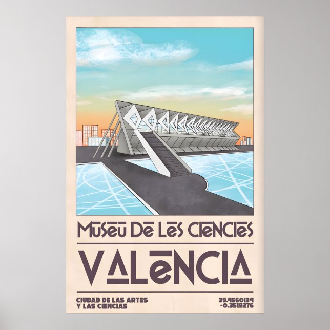 Valencia konsttryck djärv geometri, vintage affisc poster (Framsidan)