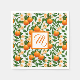 Valencia Orange Blommar Monogram Pappersservett