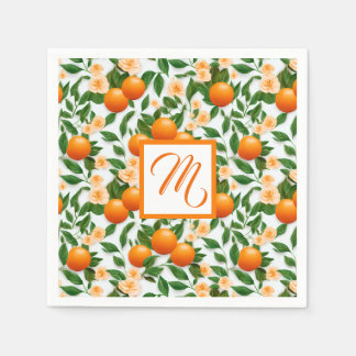 Valencia Orange Blommar Monogram Pappersservett