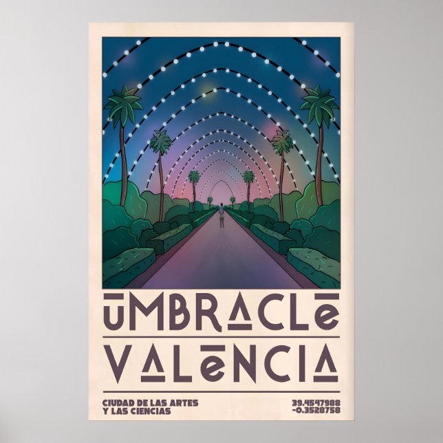 Valencia Resemästarplakat Mid Century-stil (Galler Poster (Framsidan)
