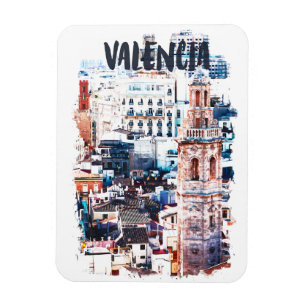 Valencia Spain Architecture Watercolor City Magnet