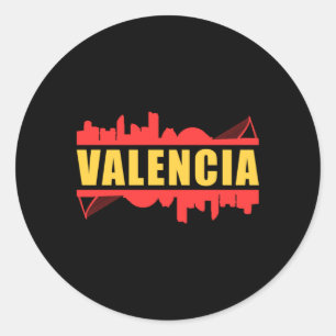 Valencia Spain City Skyline Cityscape Funny Gift Runt Klistermärke