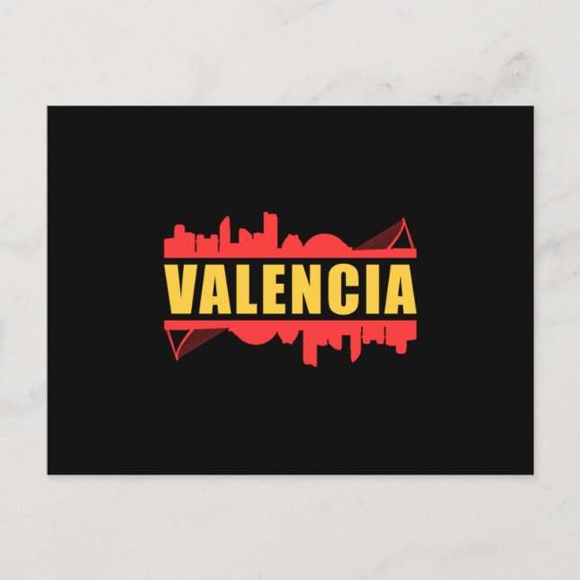 Valencia Spain City Skyline Cityscape Funny Gift Vykort (Framsida)