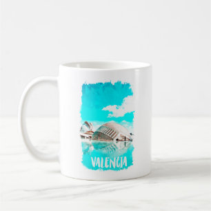 Valencia Spain L'Hemisfèric Watercolor Kaffemugg