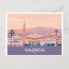 Valencia Spain Old Town Pastel Travel Vykort
