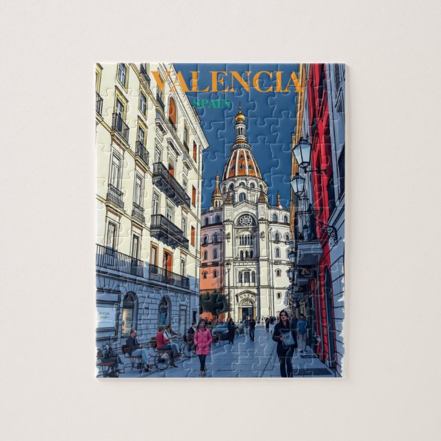 Valencia Spain Travel Art Vintage Pussel (Vertikal)
