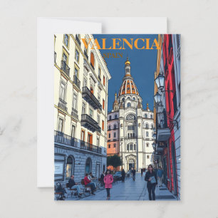 Valencia Spain Travel Art Vintage Vykort
