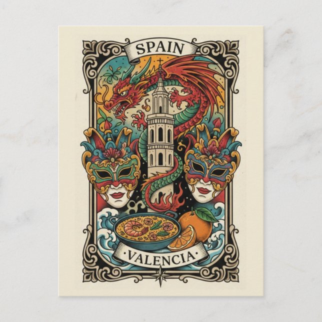 Valencia Spain Travel Vykort (Framsida)