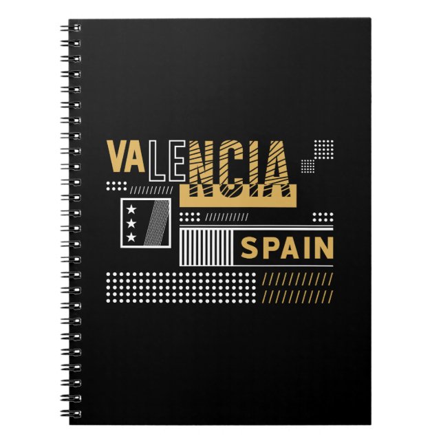 Valencia Spanien Modern Typografi Resesign Anteckningsbok (Framsidan)
