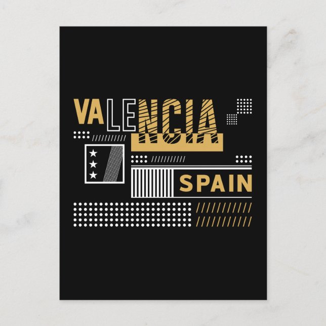 Valencia Spanien Modern Typografi Resesign Design Vykort (Framsida)