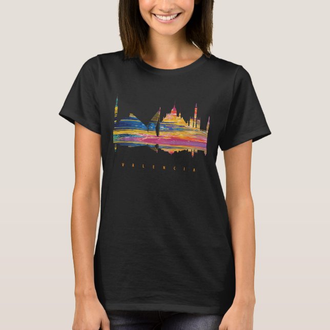 Valencia Spanien Modernist Livlig Resa T-Shirt (Framsida)