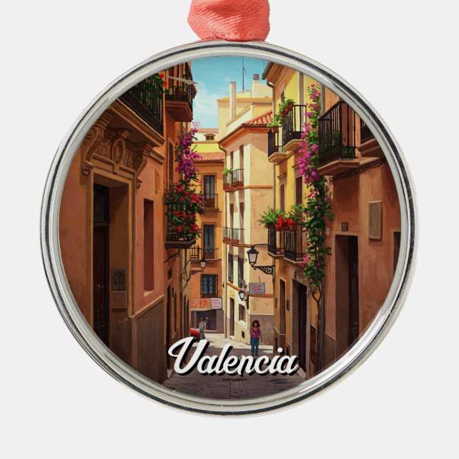 Valencia Spanien Resa Julgransprydnad Metall (Framsidan)