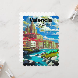 Valencia Spanien Resa Postkort Konst, Spanien Resa Inbjudningar