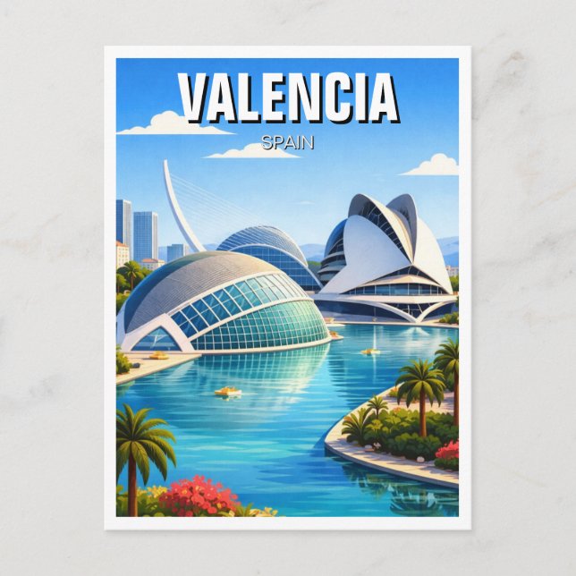 Valencia Spanien Resa Vykort (Framsida)