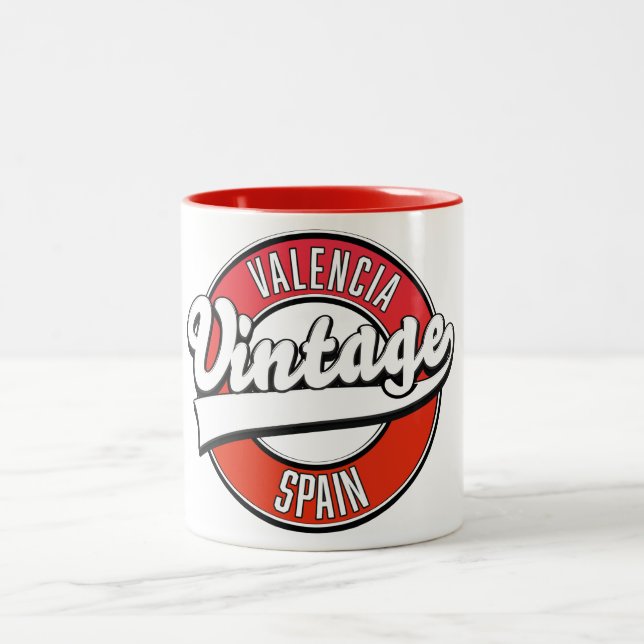 valencia spanien retro stil logotyp Två-Tonad mugg (Center)