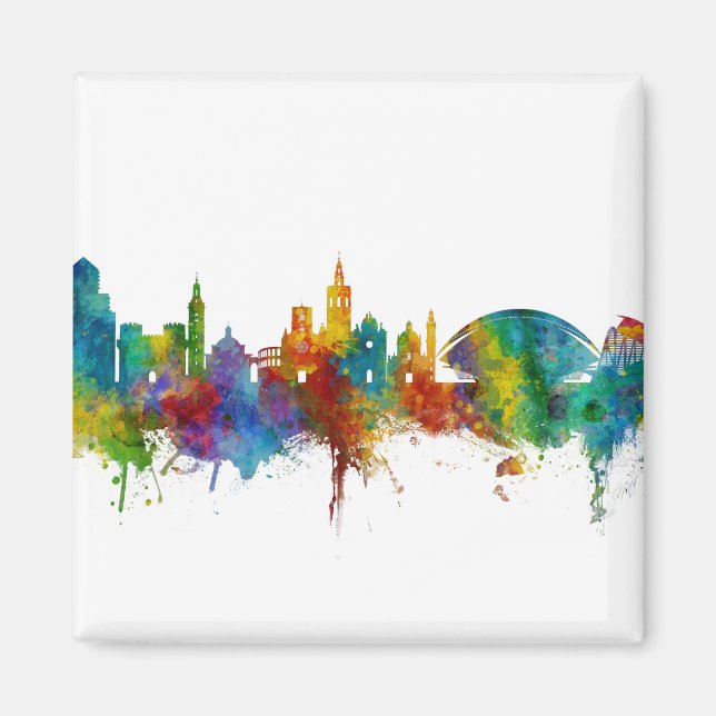 Valencia Spanien Skyline Magnet (Framsidan)