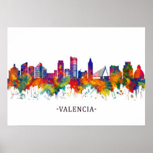Valencia Spanien Skyline Poster
