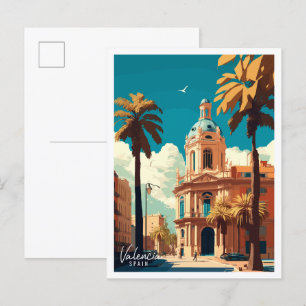 Valencia Spanien vintage reseskiss Vykort