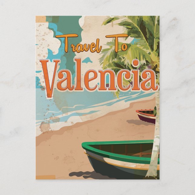 Valencia,Spanien Vintage semestern resa Affisch Vykort (Framsida)