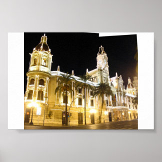 Valencia White Ljus Byggnads Poster