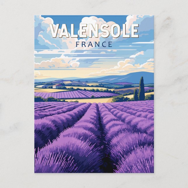 Valensole Frankrike Resa Konst Vintage Vykort (Framsida)