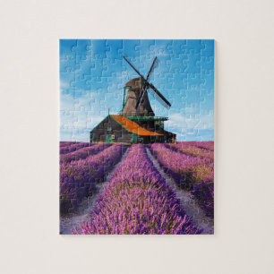 Valensole Lavender Fält Provence Frankrike Pussel